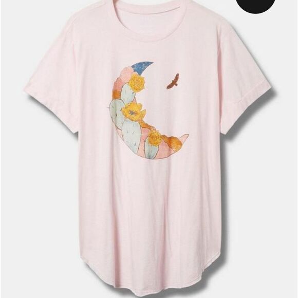 Torrid Graphic Relaxed Fit Cotton Crew Neck Side Slit Tee - Picture 1 of 4